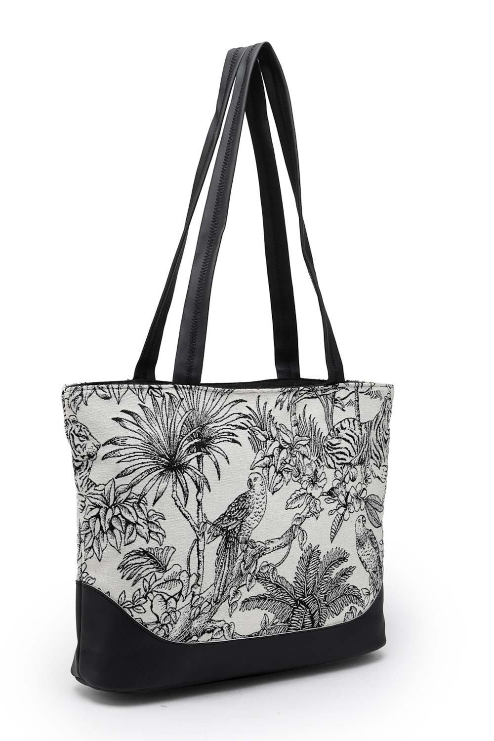 Animal Black And White Toile Cotton Jacquard Shoulder Bag