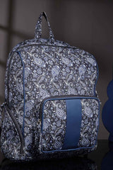 Lush Navy And White Floral Printed Polycotton Backpack