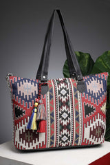 Tribal Multi And Black Ikat Cotton Jacquard Tote Bag