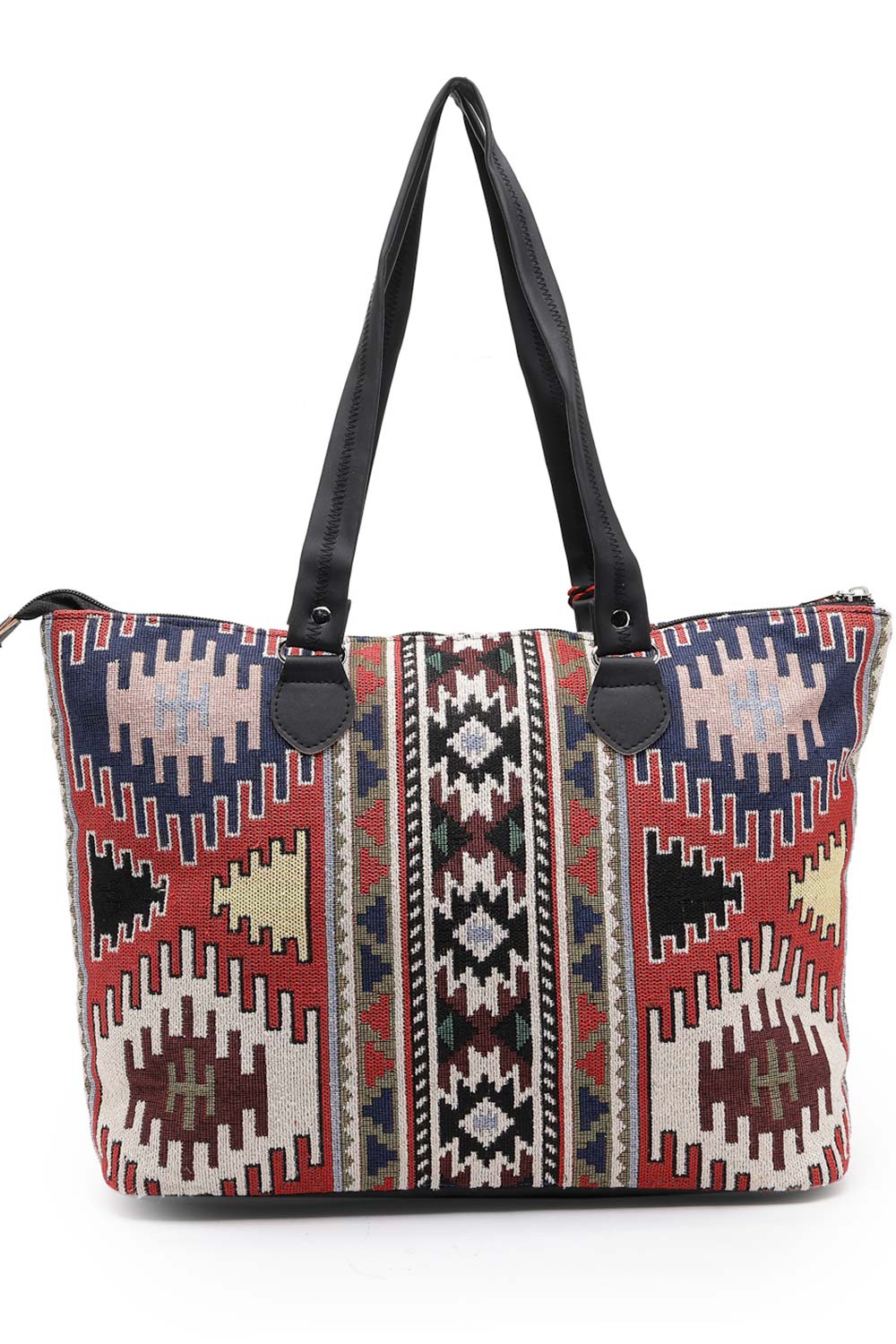 Tribal Multi And Black Ikat Cotton Jacquard Tote Bag