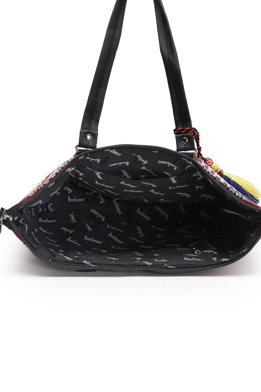 Tribal Multi And Black Ikat Cotton Jacquard Tote Bag