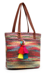 Multi-Color Stripe Cotton Tote Bag