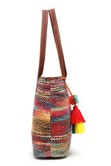 Multi-Color Stripe Cotton Tote Bag