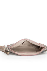 Kooky Silver And Multi Geometric Embellished Polycotton Sling Bag