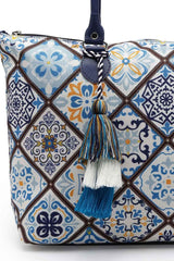 Geomat White, Blue And Multicolor Ethnic Printed Polycotton Shoulder Bag