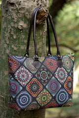 Mandala Multicolor Printed Cotton Canvas Tote Bag