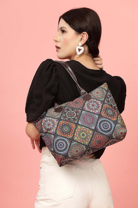 Mandala Multicolor Printed Cotton Canvas Tote Bag