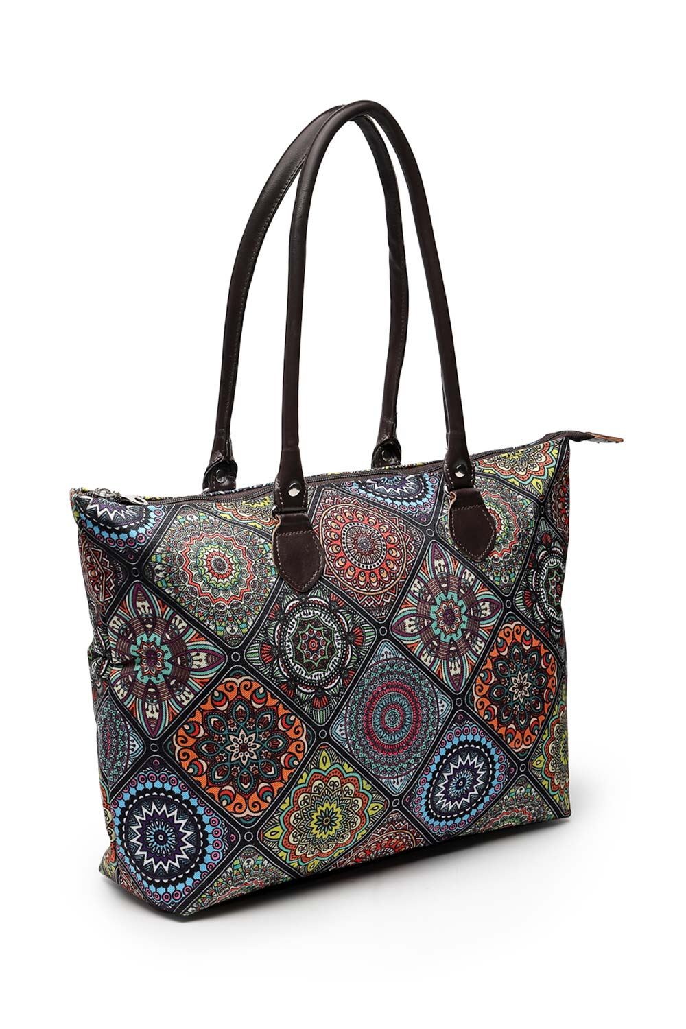 Mandala Multicolor Printed Cotton Canvas Tote Bag