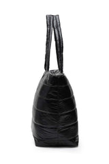 Uno Black Striped Quilted Polyester Tote Bag