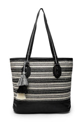 Geomat Black And White Striped Cotton Jacquard Tote Bag