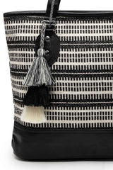 Geomat Black And White Striped Cotton Jacquard Tote Bag