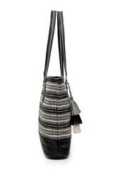 Geomat Black And White Striped Cotton Jacquard Tote Bag