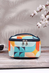 Navy Abstract Print Polycotton Handheld Bag