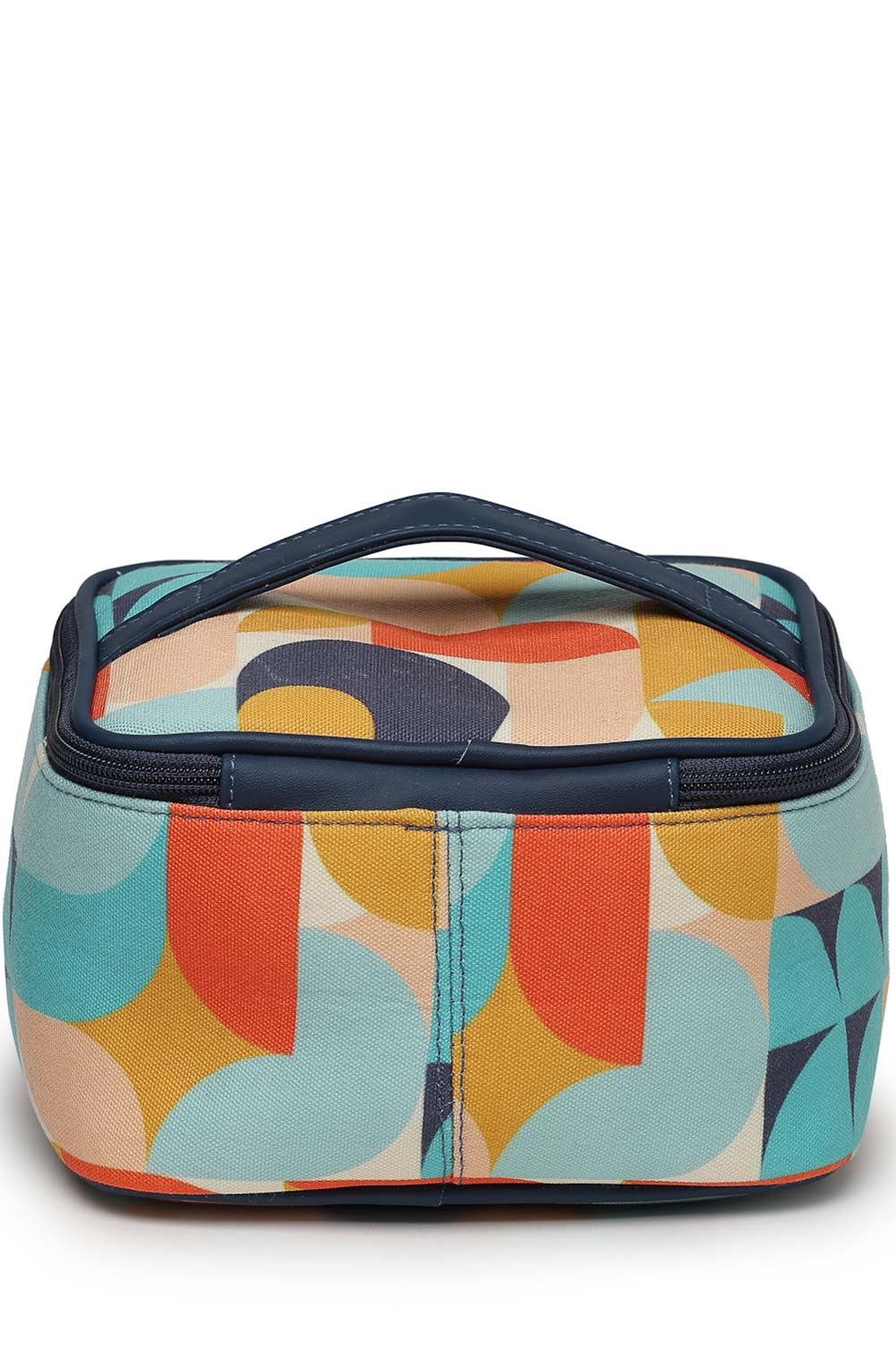 Navy Abstract Print Polycotton Handheld Bag