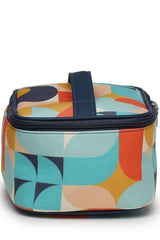 Navy Abstract Print Polycotton Handheld Bag