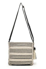 Beige Embellished Cotton Sling Bag