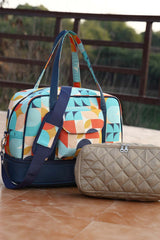 Multi-Color Printed Canvas Handheld Bag