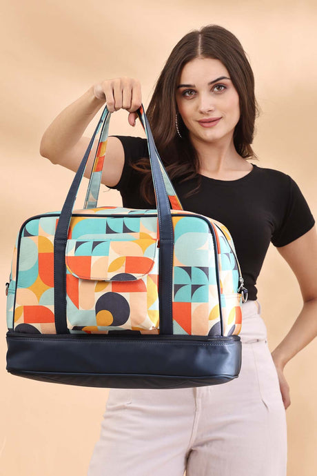 Multi-Color Printed Canvas Handheld Bag