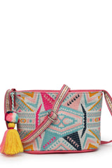 Multi-Color Jacquard Cotton Sling Bag