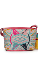 Multi-Color Jacquard Cotton Sling Bag