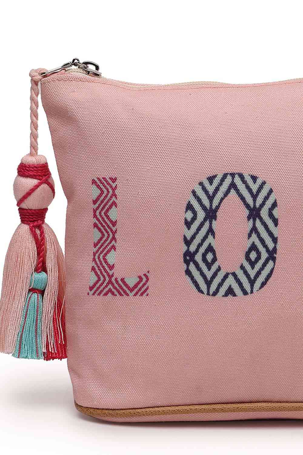 Pink Printed Cotton Canvas Handheld Bag