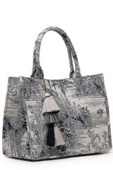 Beige Jacquard Cotton Handheld Bag