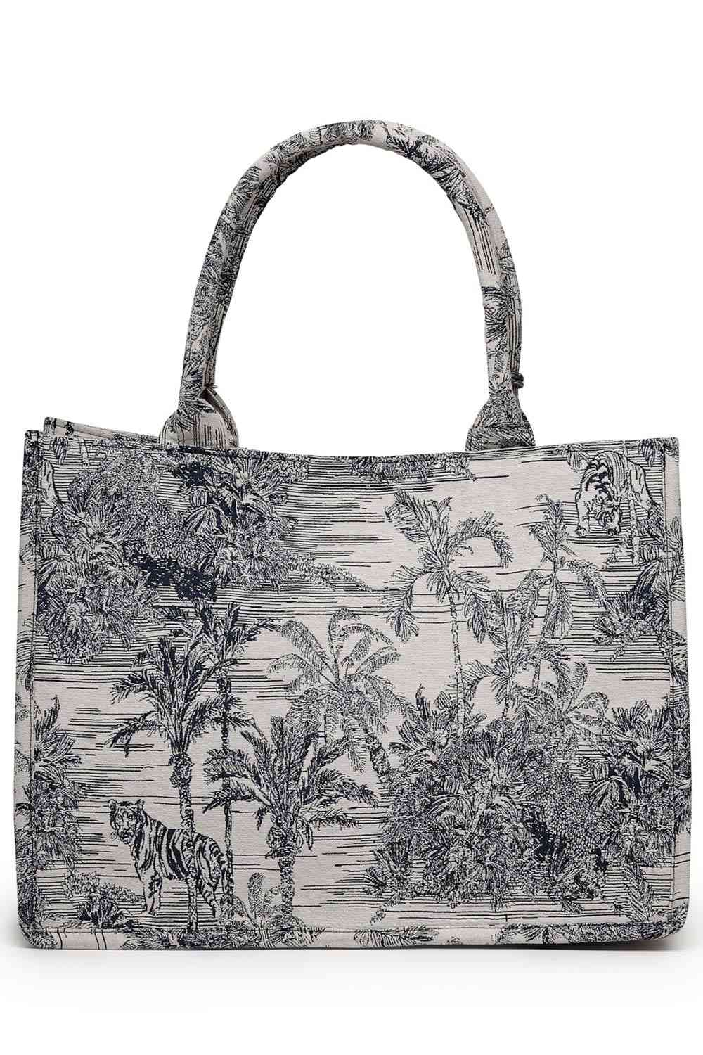 Beige Jacquard Cotton Handheld Bag