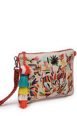 Orange Embroidered Cotton Canvas Sling Bag