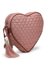 Pink Chevron Quilted Polyester & Vegan Leather Sling Bag