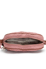 Pink Chevron Quilted Polyester & Vegan Leather Sling Bag