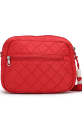 Red Diamond Quilted Polyester Sling Bag