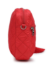 Red Diamond Quilted Polyester Sling Bag