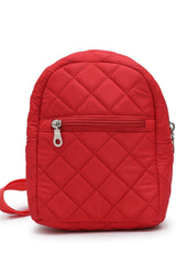 Red Diamond Quilted Polyester Sling Bag