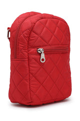 Red Diamond Quilted Polyester Sling Bag