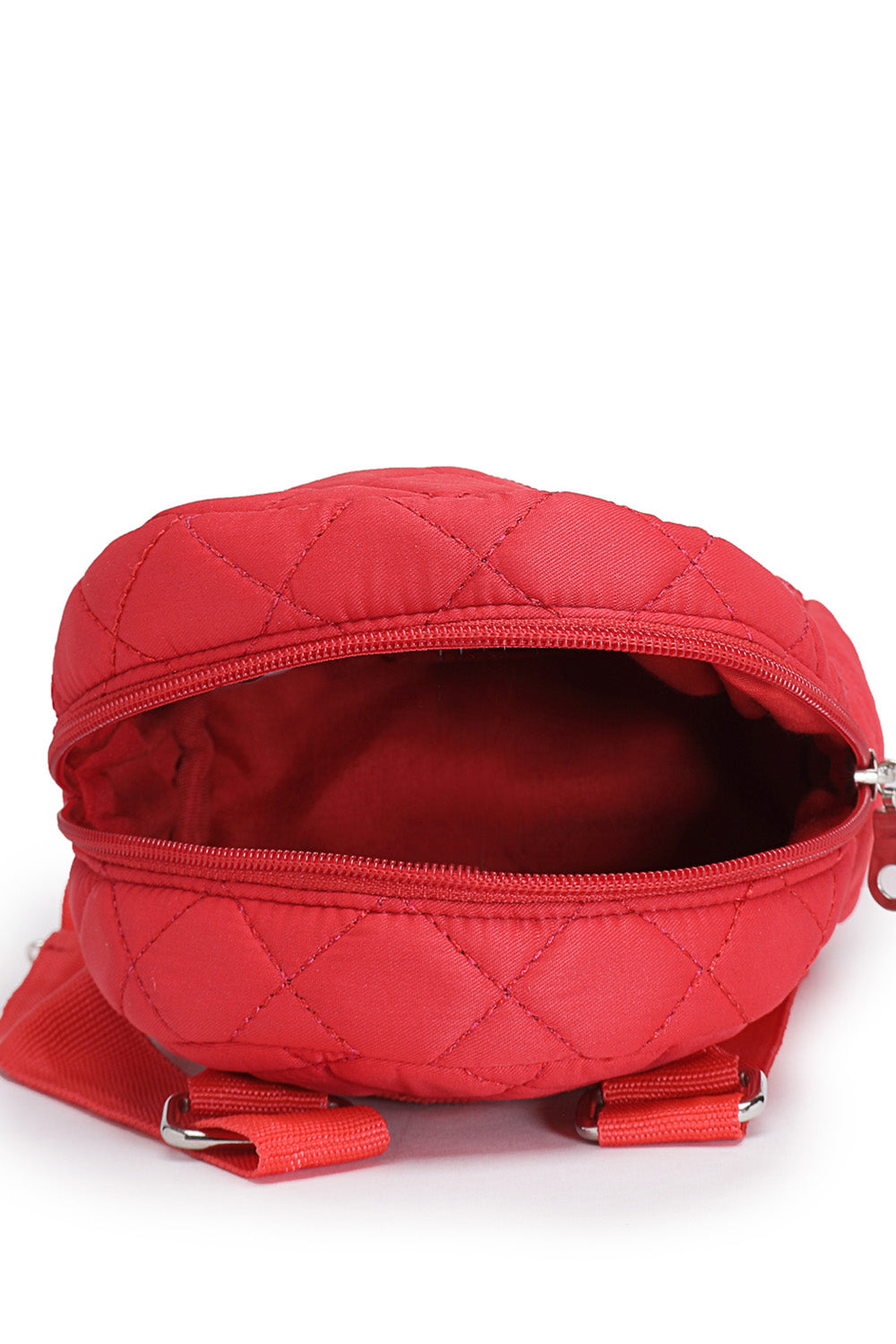 Red Diamond Quilted Polyester Sling Bag