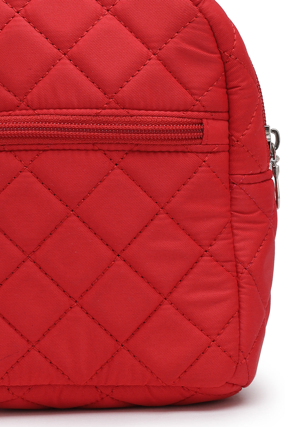 Red Diamond Quilted Polyester Sling Bag