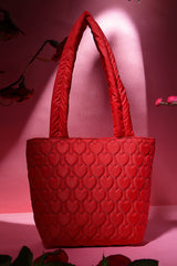 Red Heart Quilted Polyester Handheld Bag