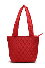 Red Heart Quilted Polyester Handheld Bag