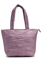 Violet Floral Quilted Polyester Handheld Bag