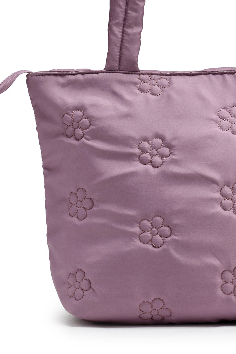 Violet Floral Quilted Polyester Handheld Bag