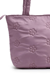 Violet Floral Quilted Polyester Handheld Bag