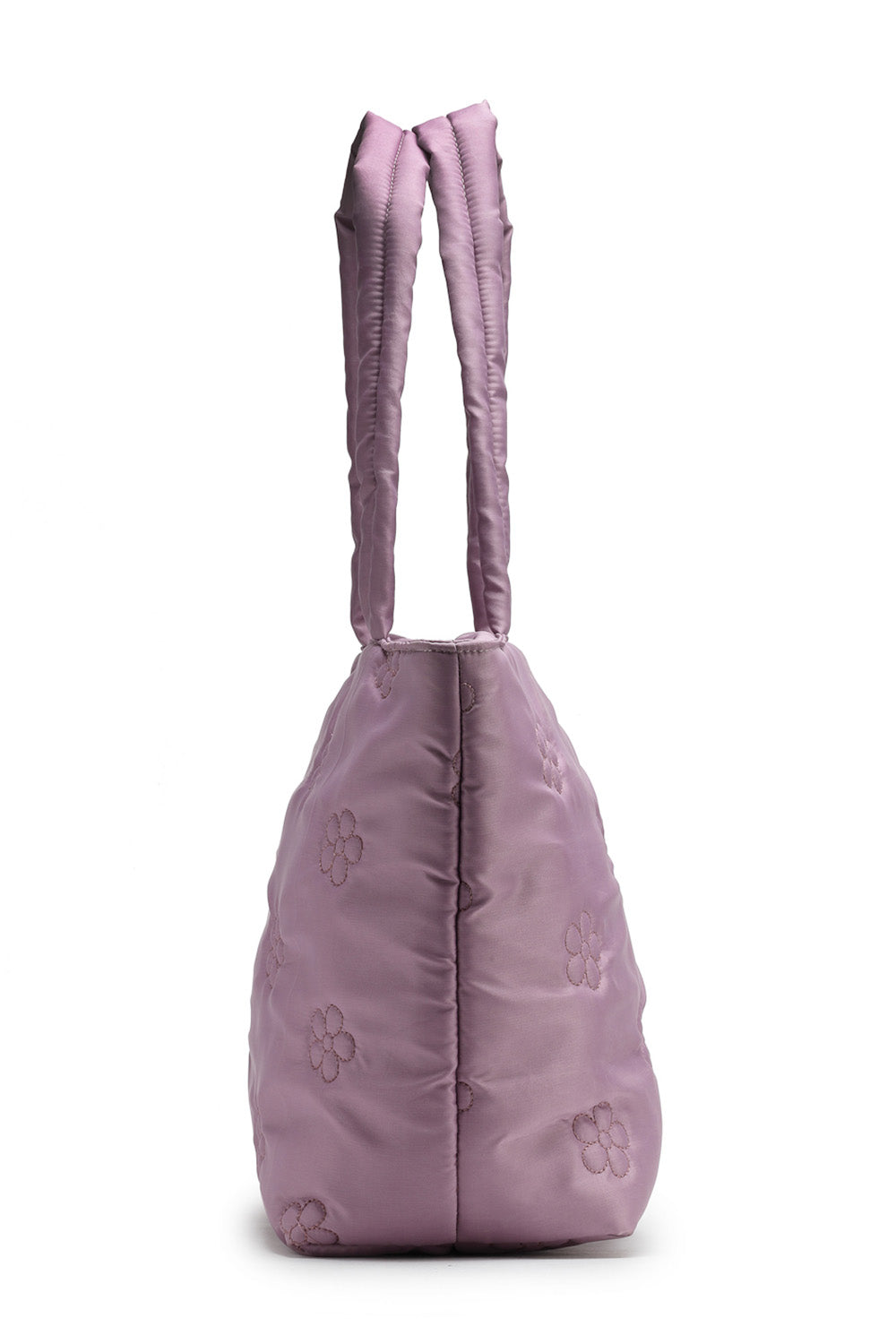 Violet Floral Quilted Polyester Handheld Bag