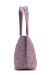 Violet Floral Quilted Polyester Handheld Bag