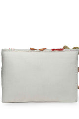 White Floral Patch Work Embellished Cotton Sling Bag