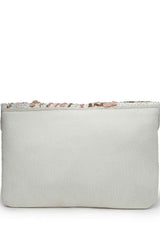 White Abstract Embellished Cotton Sling Bag