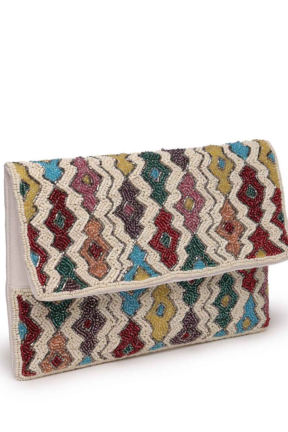 Multi-color Fret Embellished Cotton Sling Bag