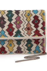 Multi-color Fret Embellished Cotton Sling Bag