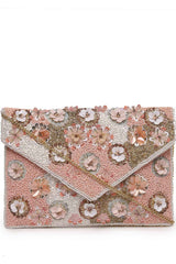 Pink Floral Embellished Cotton Sling Bag