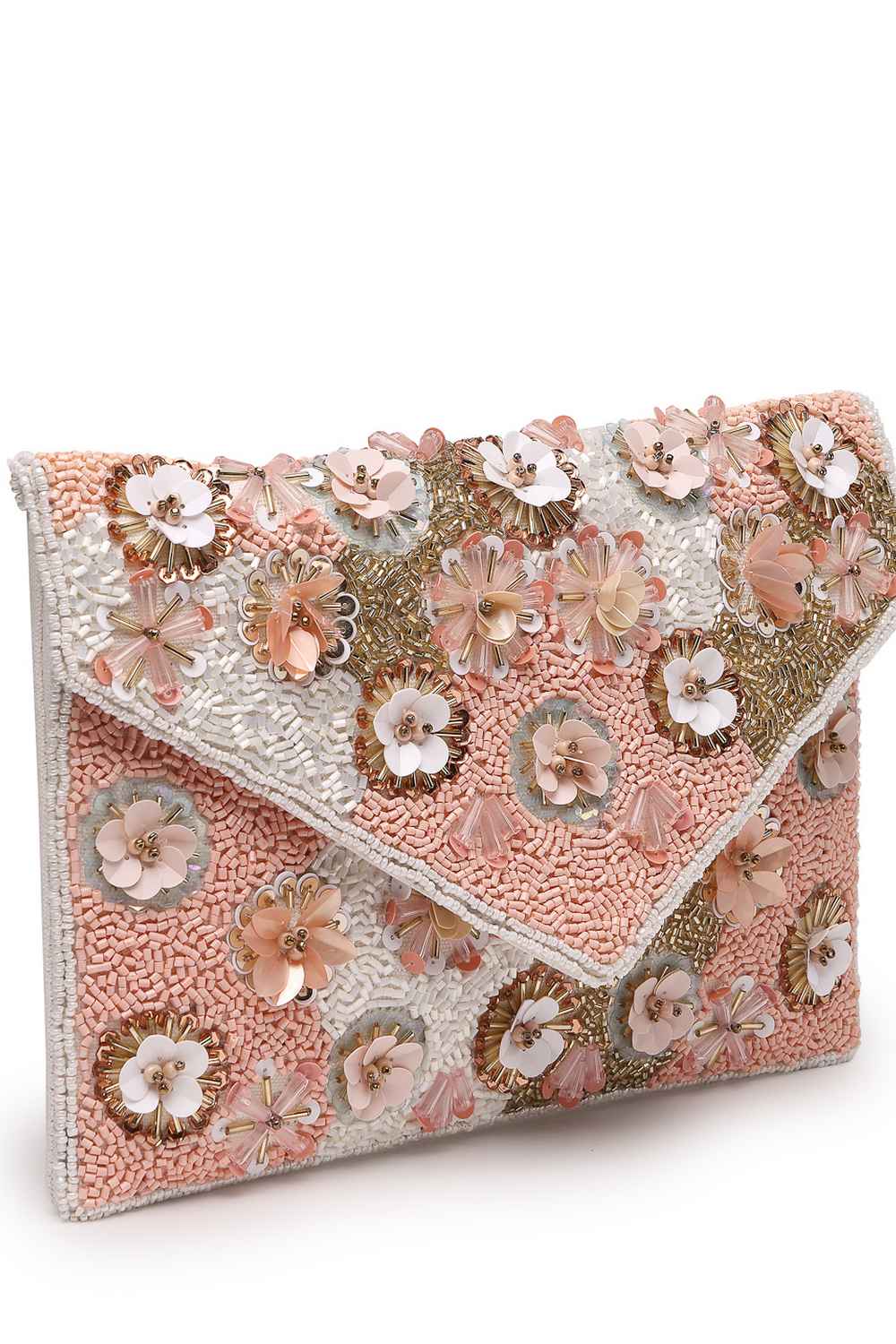 Pink Floral Embellished Cotton Sling Bag