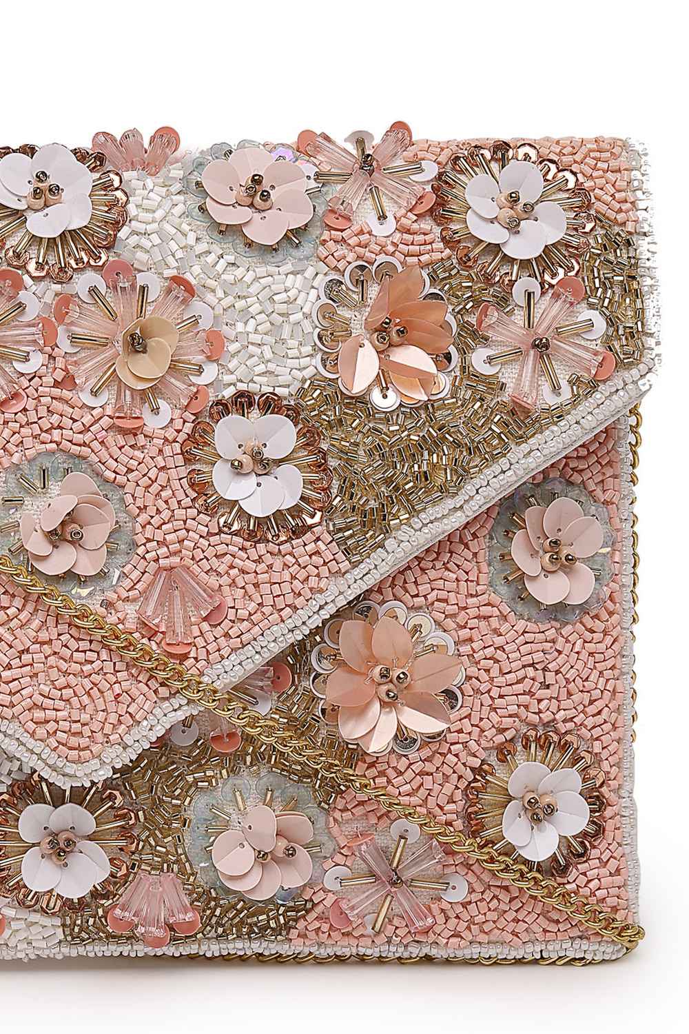 Pink Floral Embellished Cotton Sling Bag